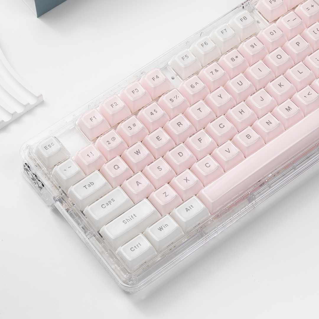 Pc Gaming Pink - Прозрачные кристаллические клавиши розово-белого цвета, профиль