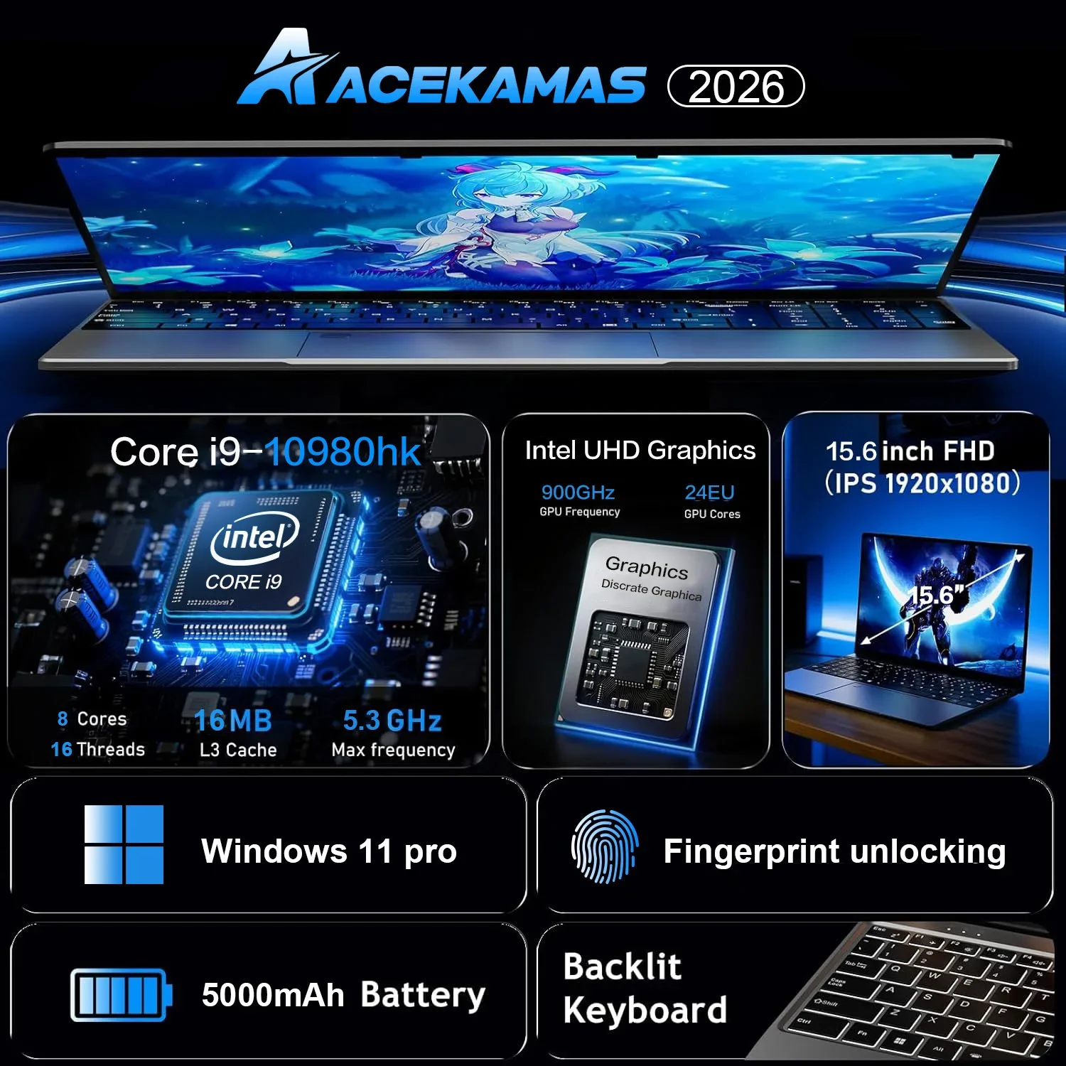 15,6-дюймовый портативный ноут – обзор и цена Pc Gaming Intel